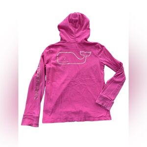 Vineyard Vines Size Medium 10-12, Hooded Long Sleeve Hoodie Tee Hot Pink Gold